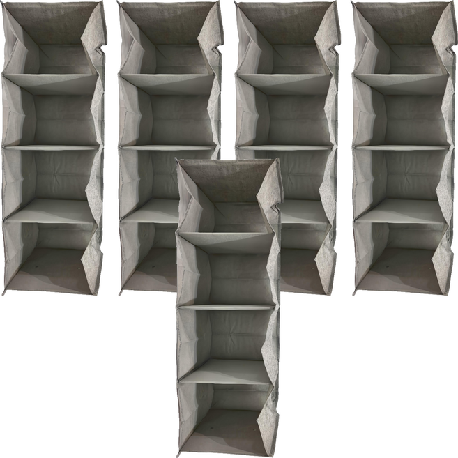 FANCY LIFE 衣櫥收納掛袋 四層 灰色 0.4kg 60x35x54, 5個