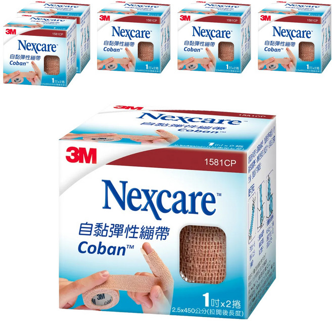 3M Nexcare 自黏彈性繃帶 1581CP 1吋, 2捲, 6盒