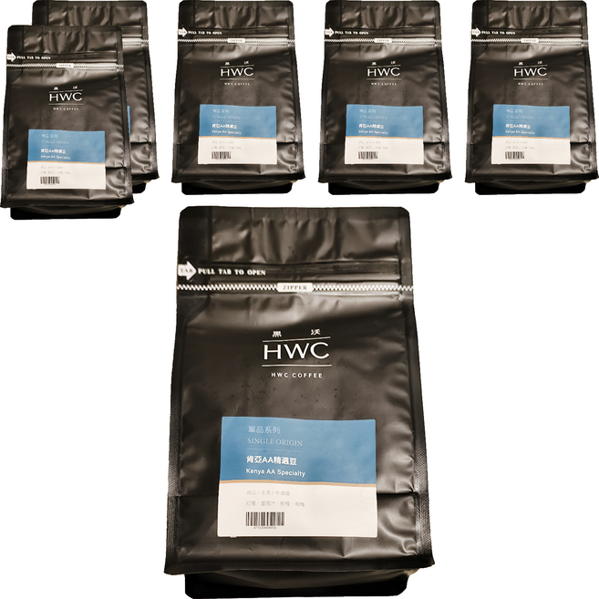 HWC 黑沃咖啡 單品系列 肯亞AA精選咖啡豆, 6包, 227g, Whole Bean