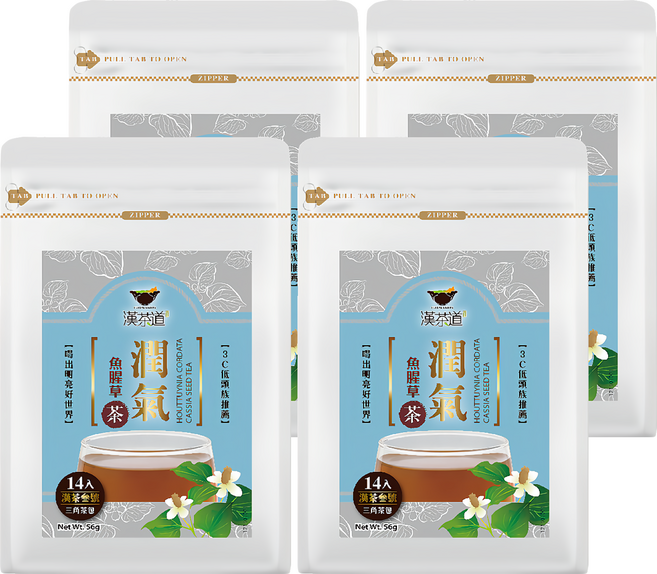 漢茶道 漢方草本茶包 漢茶叁號 潤氣魚腥草茶, 4g, 14包, 4袋
