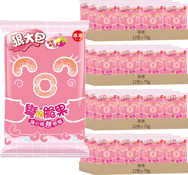 乖乖 玉米脆果 彎的脆果 草莓煉乳, 75g, 48包