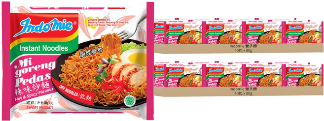 Indomie 營多麵 Mi goreng Pedas 辣味拌炒麵 80g, 80包