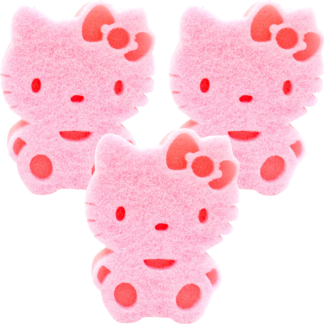 OTTO 崴昇 Hello Kitty 造型菜瓜布, 3個, 1入