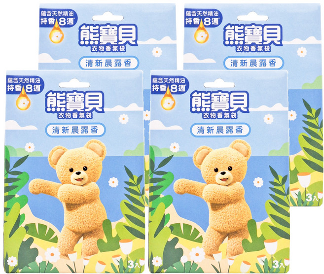 Snuggle 熊寶貝 衣物香氛袋, 清新晨露香, 21g, 4盒