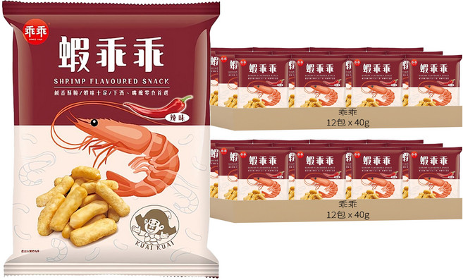 乖乖 玉米脆條 蝦乖乖辣味, 24包, 40g