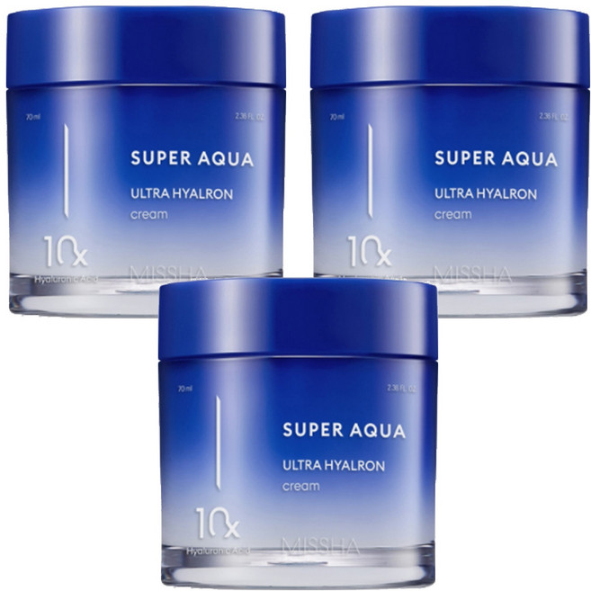 MISSHA Super Aqua 玻尿酸保濕霜, 70ml, 3罐