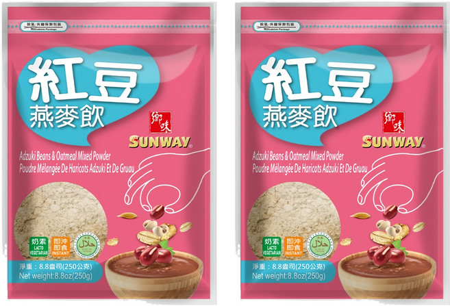 SUNWAY 鄉味 紅豆燕麥飲, 250g, 2個