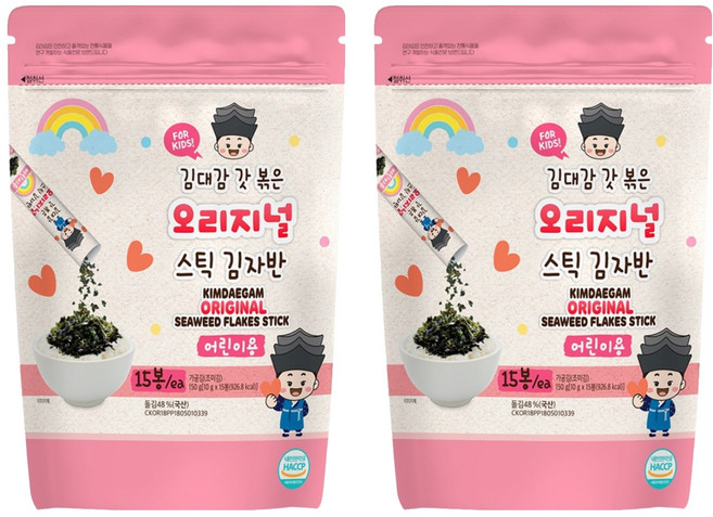 KIMDAEGAM 兒童海苔酥 原味, 150g, 2袋