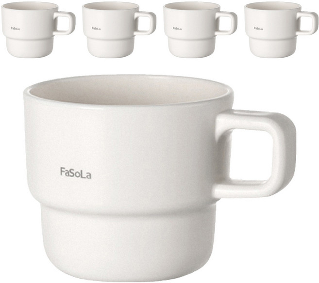 FaSoLa 淡雅系創意疊疊漱口杯 320ml, 白色, 5個