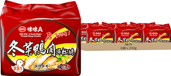 味丹 味味A 冬菜鴨肉湯粉絲 60g, 24包