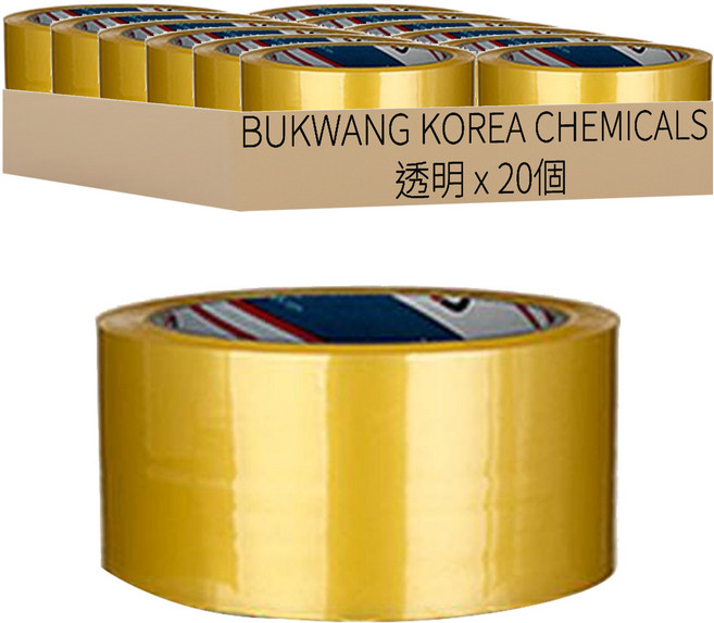 Bukwang Tape 重型包裝盒膠帶 62mic 40m, 透明, 20個
