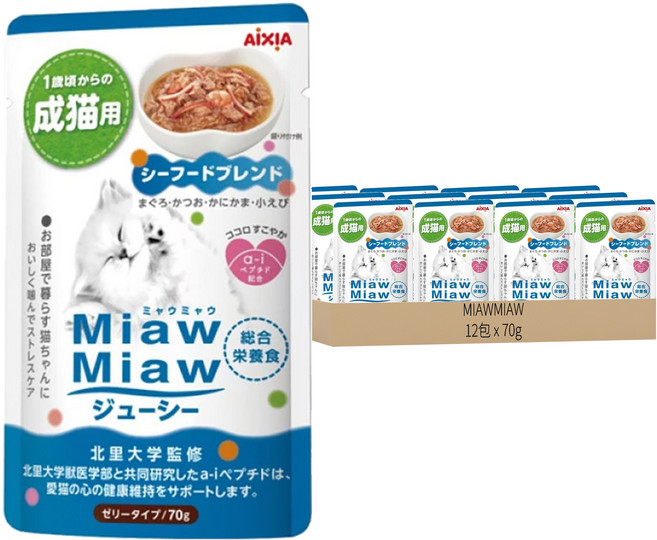 MIAWMIAW 妙喵主食軟包, 海鮮, 70g, 12包