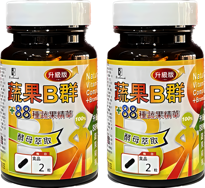 BioBank 大金宏醫 全新B群88種蔬果酵素升級版 含酵母萃取 鳳梨酵素 蔬果精華, 30顆, 15g, 2罐