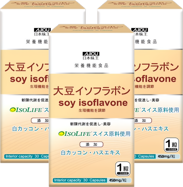 AJIOU 日本味王 大豆異黃酮, 30顆, 450mg, 3盒