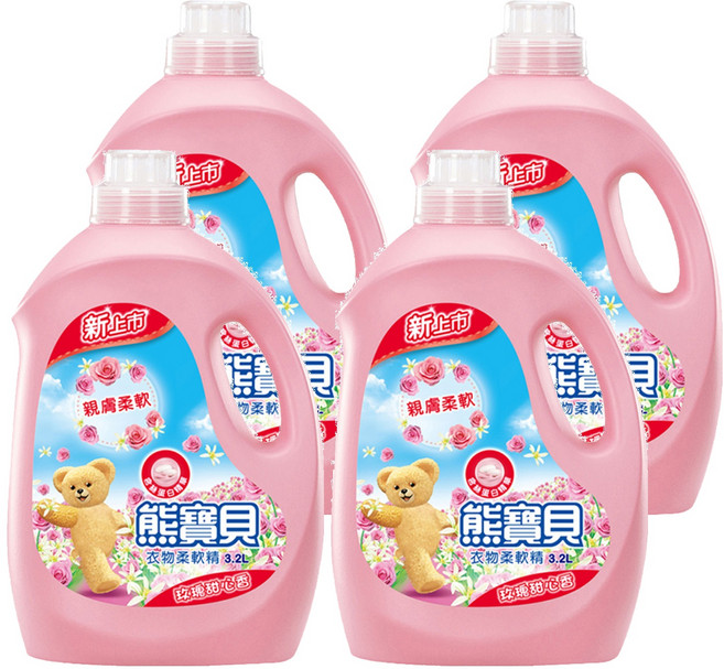 Snuggle 熊寶貝 衣物柔軟精 玫瑰甜心香, 3.2L, 4桶