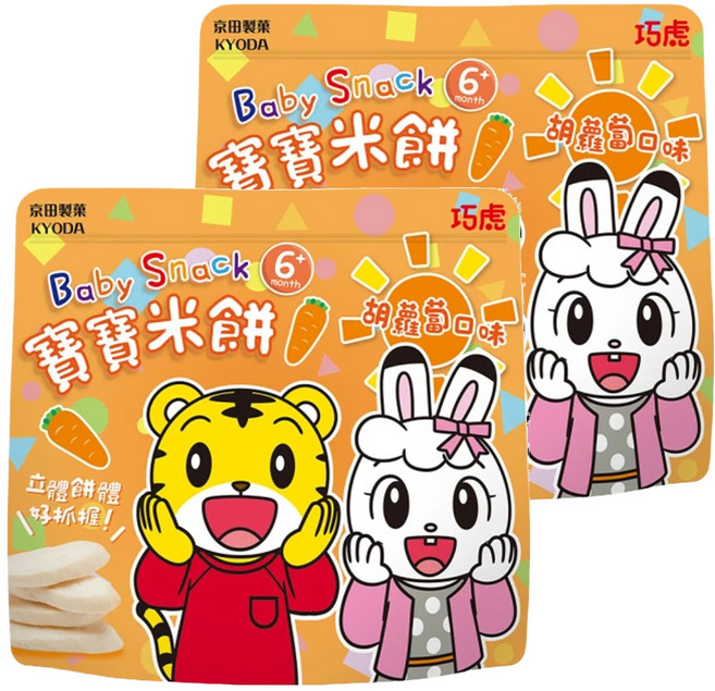 KYODA 京田製菓 巧虎寶寶米餅 6個月以上, 胡蘿蔔味, 30g, 2包
