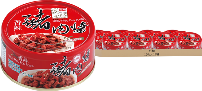 台糖 安心豚豬肉醬 香辣, 160g, 12罐