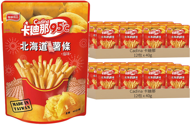 Cadina 卡迪那 95度c北海道薯條 原味, 40g, 24包