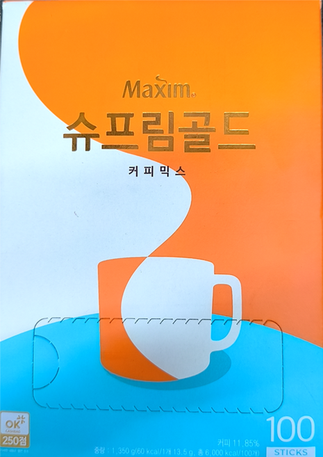 Maxim 麥心 典藏精品拿鐵咖啡, 13.5g, 100包, 1盒