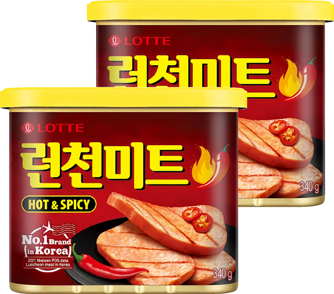 LOTTE 樂天 午餐肉 辣味, 340g, 2罐
