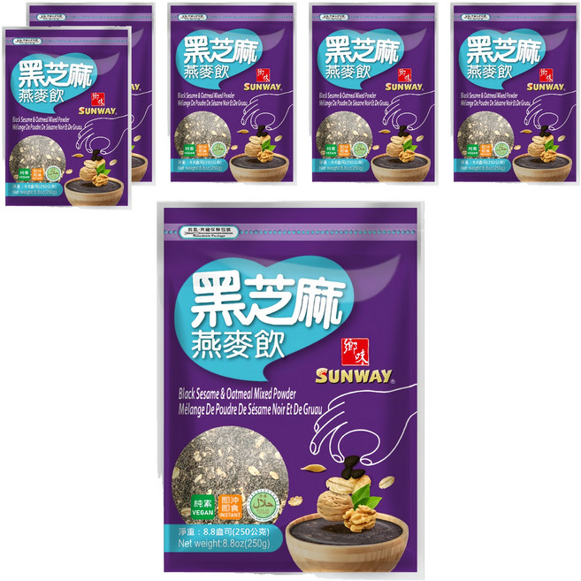 SUNWAY 鄉味 黑芝麻燕麥飲, 250g, 6個