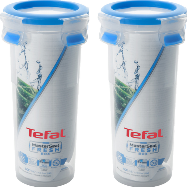 Tefal 特福 MasterSeal PP保鮮盒 圓型 K3022912, 水杯 + 蓋子, 2個