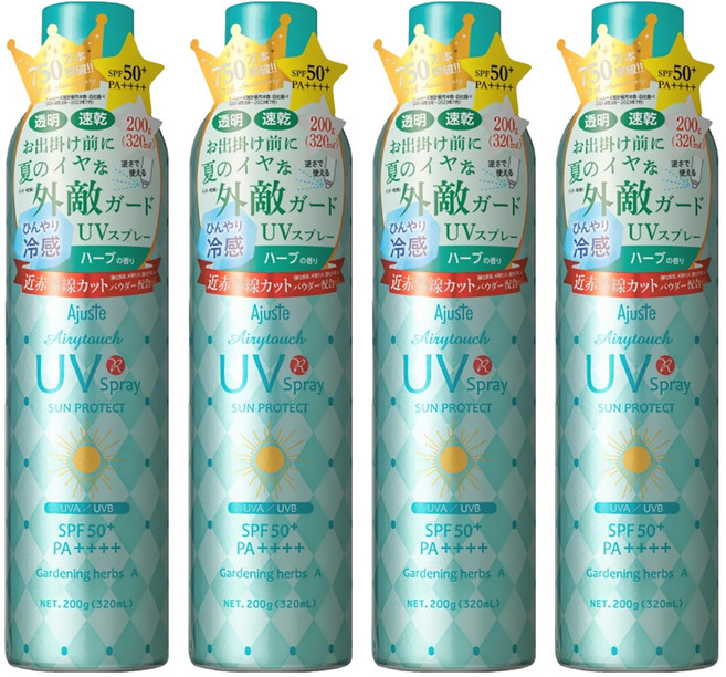 Ajuste 愛伽絲 高效防曬噴霧 SPF50+ PA++++ DOS-03980 精油香氣, 200g, 4瓶