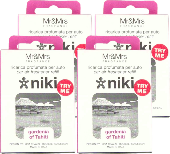 Mr&Mrs FRAGRANCE REFILL NIKI GARDENIA OF TAHITI車用香氛 補充片, 4盒, 大溪地梔子花