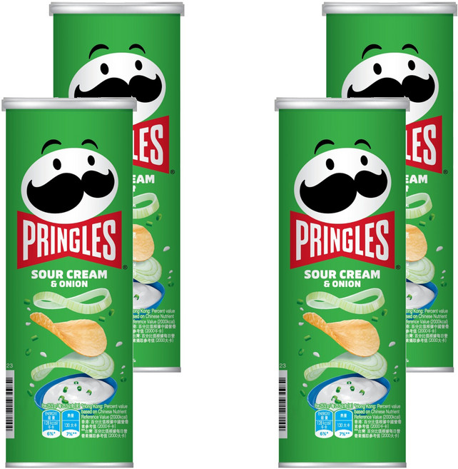 PRINGLES 品客 洋芋片 香濃洋蔥口味 酥脆口感, 102g, 4罐