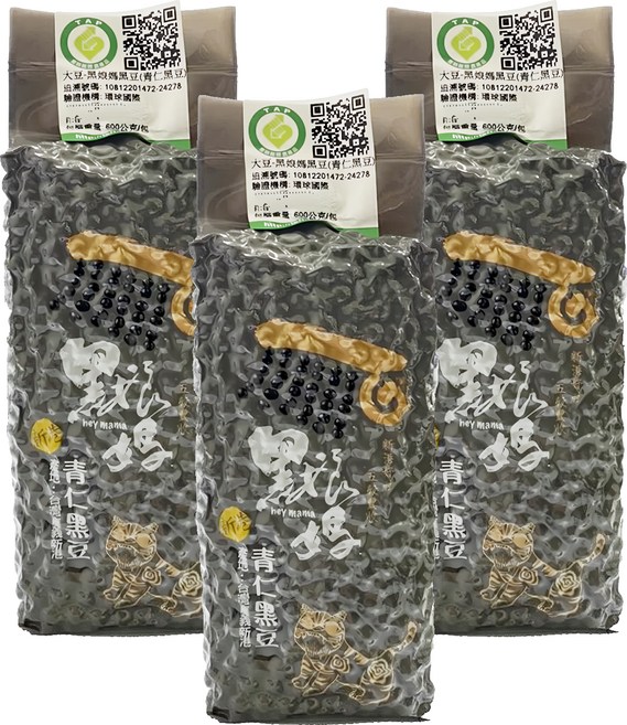 新港鄉農會 黑娘媽 青仁黑豆, 3包, 600g