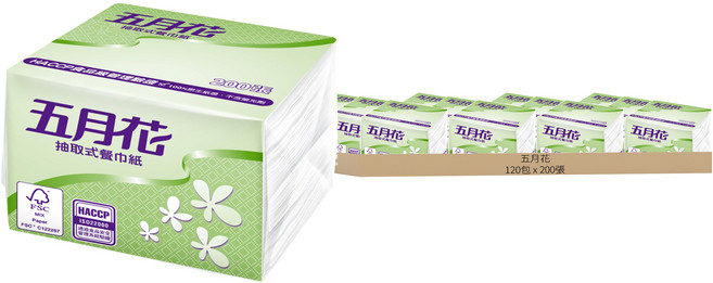 五月花 抽取式餐巾紙, 200張, 120包