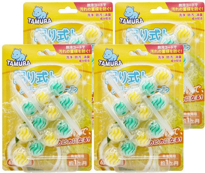 TAMURA 日本 馬桶清潔球 檸檬, 180g, 4盒