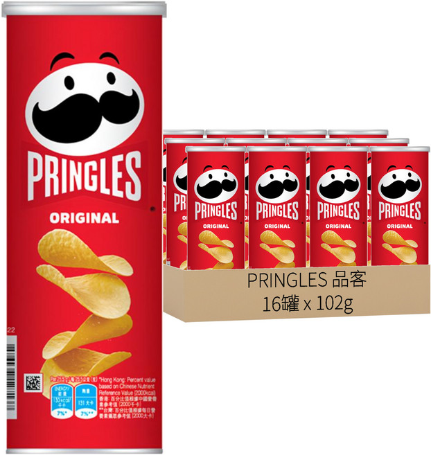 PRINGLES 品客 洋芋片 原味, 102g, 16罐