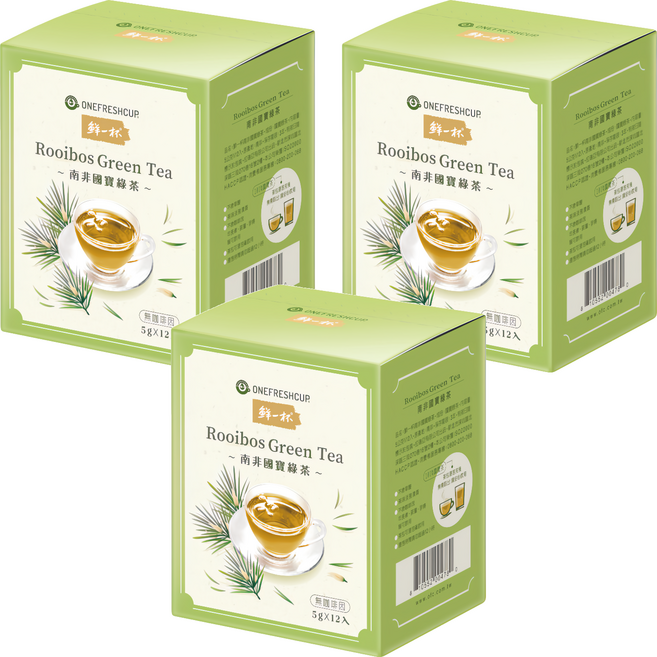 鮮一杯 南非國寶綠茶 無咖啡因 5g x 12入, 3盒