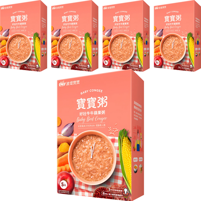 波堤寶寶 寶寶粥 好壯牛牛蘋果, 750g, 5盒
