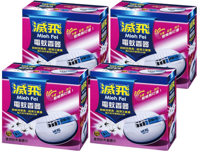 滅飛 紙片型電蚊香器 含電蚊香片 3片, 2.475g, 4盒