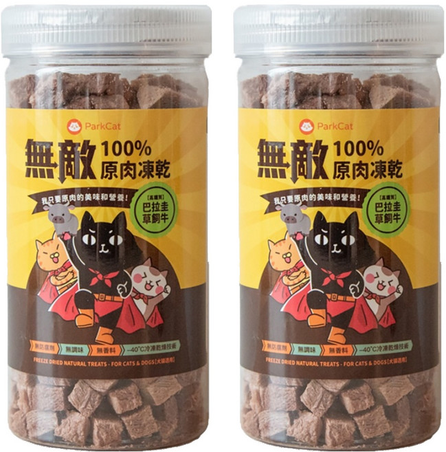 ParkCat 貓樂園 無敵100%原肉凍乾 高鐵質, 巴拉圭草飼牛, 80g, 2罐