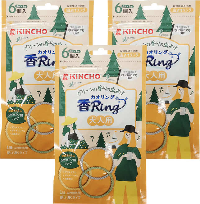 KINCHO 金鳥 台灣公司貨 造型精油驅蚊蟲環 大人用 6入, 27g, 3包