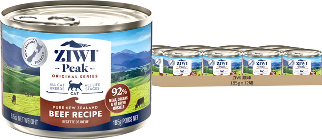 ZIWI Peak 滋益巔峰 貓咪主食罐, 牛肉, 185g, 12罐
