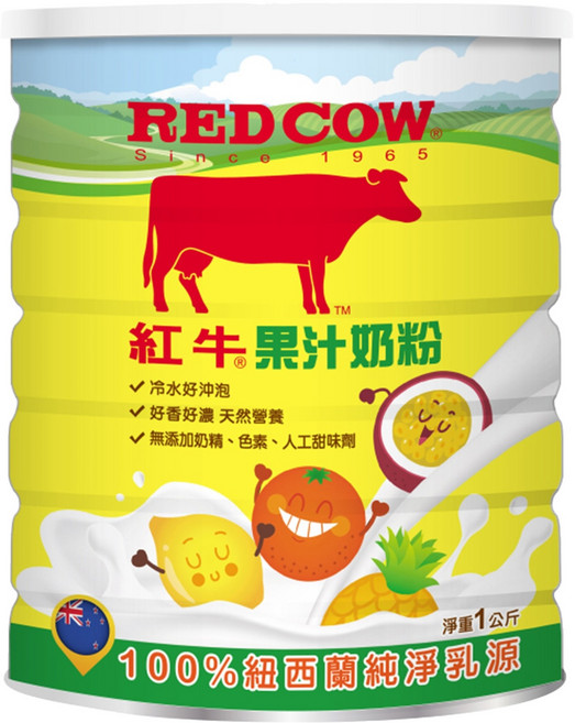RED COW 紅牛 果汁奶粉 紐西蘭純淨乳源 無添加奶精、色素、人工甜味劑, 1kg, 1罐