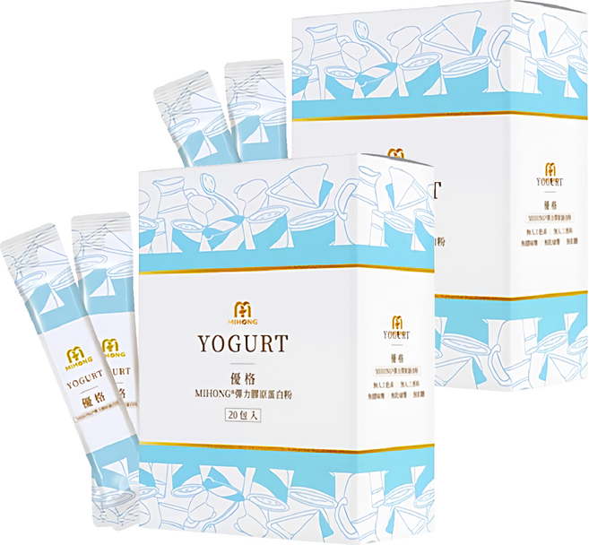 MIHONG 米鴻生醫 彈力膠原蛋白粉 滋養優格 4g, 2盒, 20條