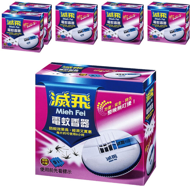 滅飛 紙片型電蚊香器 含電蚊香片 3片, 2.475g, 6盒
