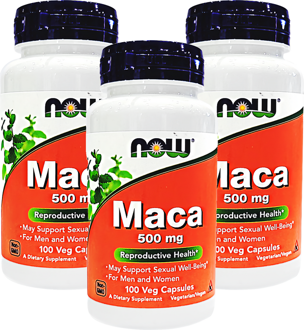 NOW Foods MACA瑪卡膠囊 500mg 專為男性設計, 100顆, 0.6g, 3罐