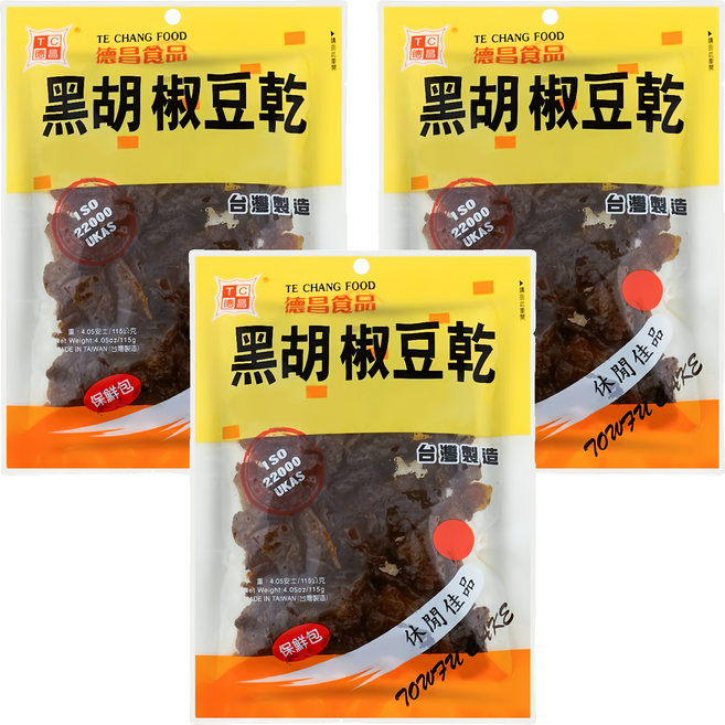德昌 黑楜椒豆乾, 115g, 3包