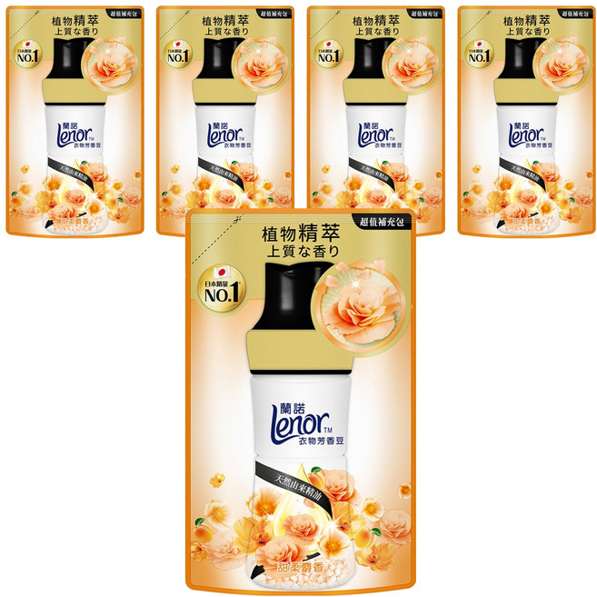 Lenor 蘭諾 衣物芳香豆 甜柔麝香 補充包, 5包, 440ml