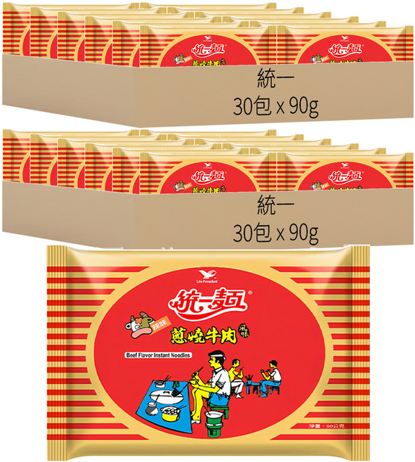統一 統一麵 蔥燒牛肉風味 90g, 60包