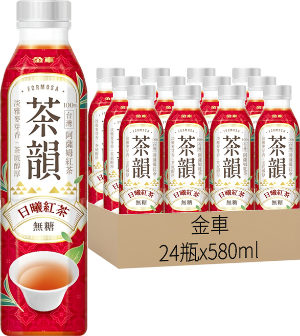 金車 茶韻 日曦紅茶, 580ml, 24瓶