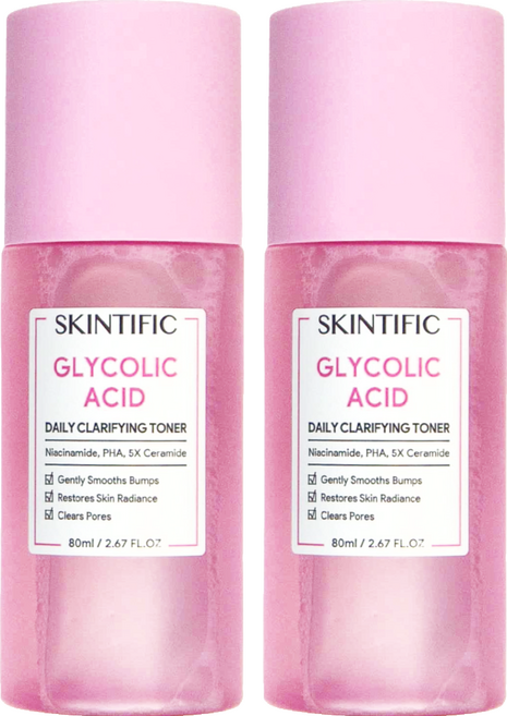 SKINTIFIC 乙醇酸日常化妝水, 80ml, 2瓶
