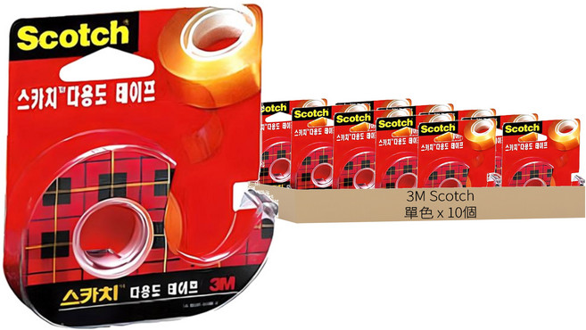 3M Scotch 3M 多用途玻璃紙膠帶座 581 18 mm x 15 m, 單色, 10個