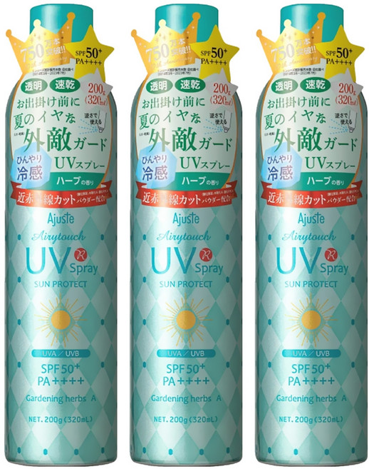 Ajuste 愛伽絲 高效防曬噴霧 SPF50+ PA++++ DOS-03980 精油香氣, 200g, 3瓶